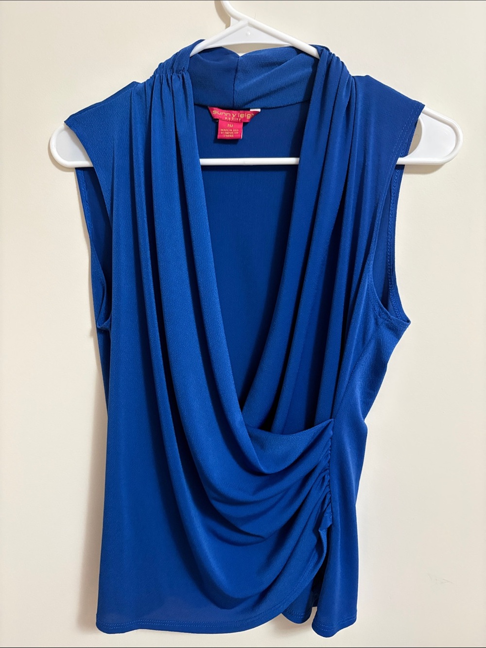 Draped Cowl Neck Top in Royal Blue